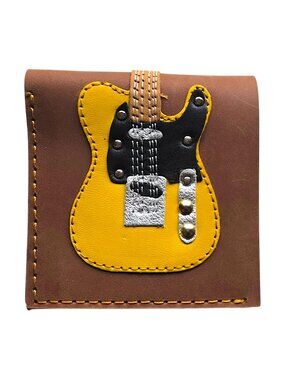 Axe Heaven Blonde Electric Guitar Wallet Genuine Leather with Pick Slot Handmade